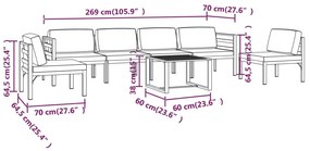 7 pcs conjunto lounge jardim com almofadões alumínio antracite