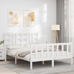 Cama sem colchão 140x190 cm madeira de pinho maciça branco