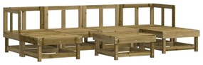 7 pcs conjunto lounge de jardim c/ almofadões pinho impregnado