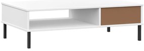Mesa de centro c/ pernas de metal pinho maciço OSLO branco