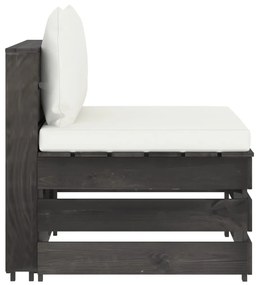 Sofá de centro seccional c/ almofadões madeira impreg. cinzento