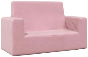 Sofá infantil de 2 lugares pelúcia rosa