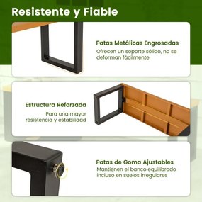 Banco de metal para exterior com 150 cm de comprimento, com casa para gatos, almofada para arranhar e assento com capacidade para 450 kg café e cinza