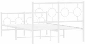 Estrutura de cama com cabeceira e pés 120x200 cm metal branco