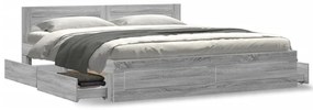 Estrutura de cama c/ cabeceira derivados madeira cinza sonoma