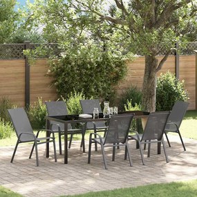 vidaXL Conjunto de Jantar de Jardim 7 Peças Cinza Textilene e Aço