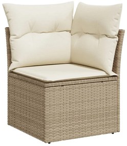 11 pcs conjunto sofás de jardim c/ almofadões vime PE bege