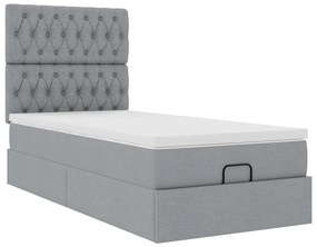 Cama Otomana com colchão &amp; LEDs 80x200cm tecido cinza-claro
