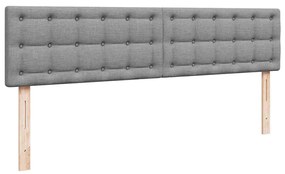 Cama Otomana com colchão &amp; LEDs 180x200cm tecido cinzento claro