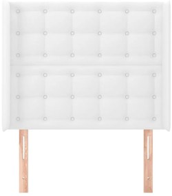 Cabeceira cama c/ abas couro artificial 93x16x118/12 cm branco