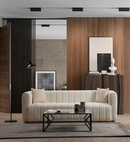 Sofá de 3 Lugares Royal – Creme – Comprimento: 225 cm, Largura: 90 cm,