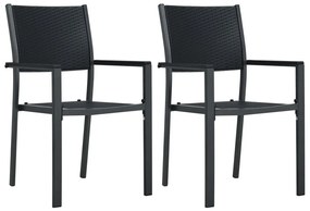 vidaXL Cadeiras jardim 2 pcs plástico preto aspeto vime