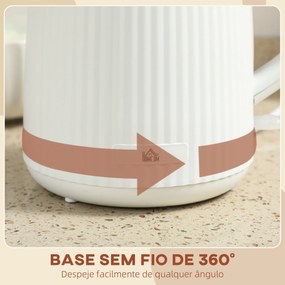 Jarro Elétrico 1,7L 2025W com Filtro Anti-calcário Removível Desligamento Automático Base Giratória 360° Creme