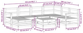 8 pcs conjunto sofás de jardim pinho maciço branco