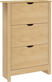 HOMCOM Sapateira Slim para 18 Pares de Sapatos, 3 Gavetas com 2 Prateleiras Ajustáveis e Removíveis, 72x26x112 cm, Natural | Aosom Portugal