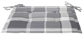 3 pcs conj. jantar dobrável exterior c/ almofadão teca maciça