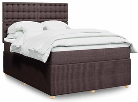 vidaXL Cama com molas/colchão 140x200 cm tecido castanho-escuro