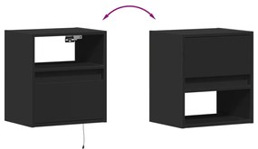 Móveis de parede p/ TV com luzes LED 2 pcs 41x31x45 cm preto