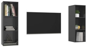 Armários de parede p/ TV 2pcs derivados madeira cinza brilhante