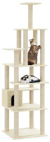 Árvore para gatos c/ postes arranhadores sisal 183 cm cor creme