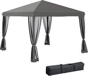 Tenda pop-up dobrável 3 x 3 m com 4 redes mosquiteiras + saco de transporte cinzento