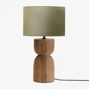 Candeeiro De Mesa Em Madeira De Manga Diniz ?30 Cm & Verde Sálvia Ø30 Cm - ?25 Cm Arlina - Sklum
