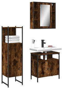 vidaXL 3 pcs conjunto móveis WC derivados de madeira carvalho fumado