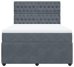 Cama com molas/colchão 140x200 cm veludo cinzento-escuro