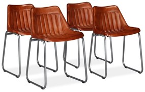 vidaXL Cadeiras de jantar 4 pcs couro genuíno castanho
