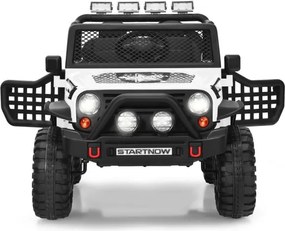 Carro elétrico 12V para crianças com controlo remoto, 3 velocidades, suspensão, música e buzina, para 3 a 7 anos, Branco