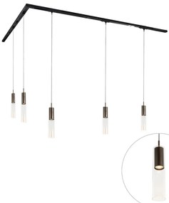 Sistema de iluminação de trilho moderno com 5 pendentes bronze escuro monofásico - Iconic Lloyd
