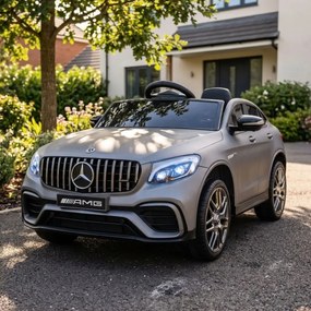 Carro elétrico 12V para crianças 3 a 6 anos 4x4 Mercedes AMG GLC, Pneus Borracha cinzento mate