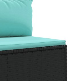 5 pcs conjunto lounge de jardim c/ almofadões vime PE preto