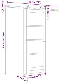 Porta Deslizante com Conjunto de Engrenagem Branca 78x202 cm Madeira M