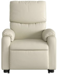 Poltrona reclinável elevatória elétrica couro artificial creme