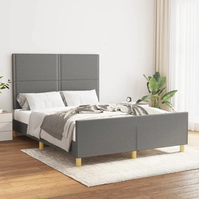 Estrutura de cama sem colchão 140x190 cm tecido cinzento-escuro