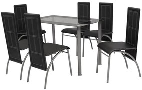 vidaXL Conjunto de jantar 7 pcs preto