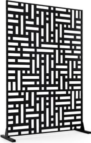Biombo de Privacidade Exterior, 121 x 40 x 183 cm, Aço Galvanizado, Preto