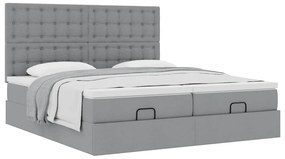 Estrutura de cama otomana com colchões tecido cinzento claro