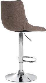 Conjunto de 2 bancos altos Jerry em tecido com estrutura cromada 87-108,5 x 43 x 46,5 cm Castanho acinzentado