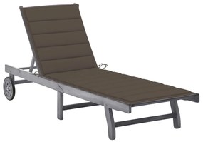 vidaXL Espreguiçadeira de jardim c/ almofadão acácia maciça cinzento