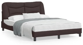 vidaXL Estrutura de cama sem colchão Hvar 140x200 cm tecido castanho-escuro