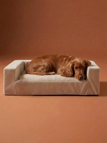 Sofá em veludo canelado, para cão médio cru