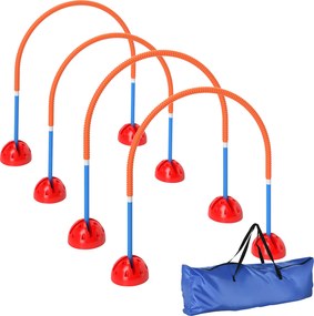 PawHut Equipamento de treino Agility para cães 4 peças com 4 portas de largura ajustável, bolsa de transporte, para jardim, Azul | Aosom Portugal