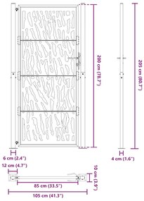 Portão de jardim 105x205 cm projeto de traço de aço resistente