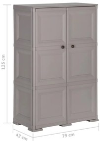 Armário de plástico 79x43x125 cm design de madeira cinzento