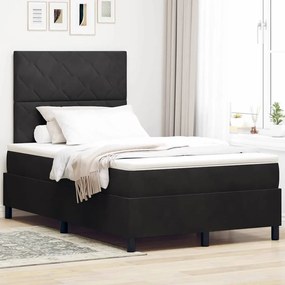 vidaXL Cama Box com colchão com cabeceira Preto 120 x 200 cm tecido