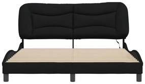 Estrutura de cama com LED sem colchão 160x200 cm tecido preto