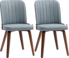 HOMCOM Conjunto de 2 Cadeiras de Jantar Modernas com Assentos Estofados em PU e Pés de Madeira 47,5x55x85cm Cinza e Madeira | Aosom Portugal