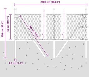 Conjunto de Cerca Conjunto de 2 Cinza Aço Galvanizado 25 x 0.5 m